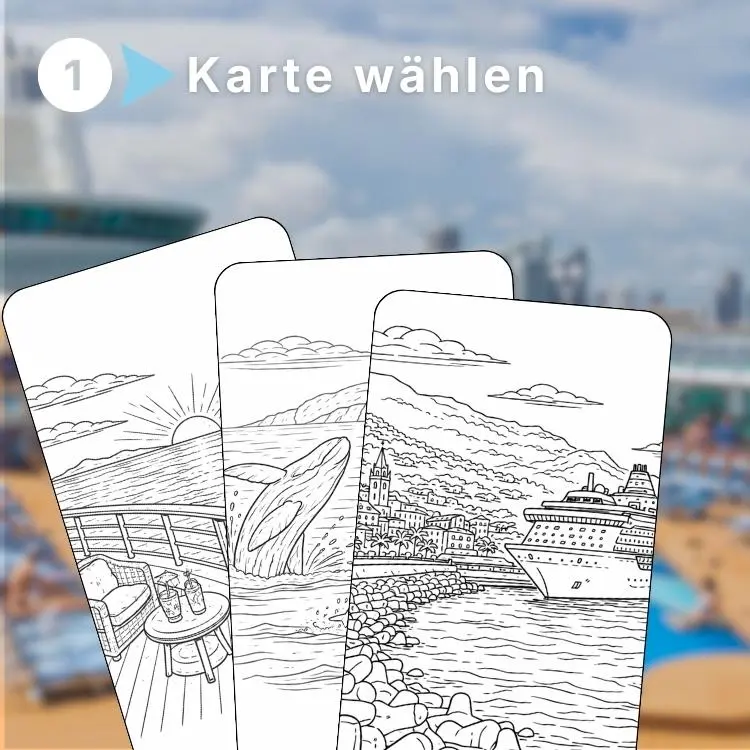 Kreuzfahrtkunst Ausmalbilder – Karten mit Reise- und Schiffsmotiven auswählen als kreative Reiseinspiration